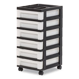 IRIS Six-Drawer Durable Storage Cart, Plastic, 15 lb Capacity, 12.13 x 14.38 x 26.38, Clear/Black (IRS270013116862) Each
