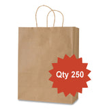 Inteplast Group Get Reddi Paper Bags, Pulse Size, 60# Basis Weight, Twisted Rope Handles, 8 x 4.5 x 10.25, Brown, 250/Carton (IBSKRFTW8410) Case of 250