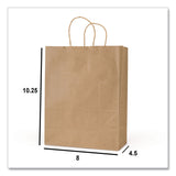 Inteplast Group Get Reddi Paper Bags, Pulse Size, 60# Basis Weight, Twisted Rope Handles, 8 x 4.5 x 10.25, Brown, 250/Carton (IBSKRFTW8410) Case of 250