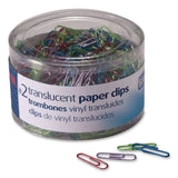 Officemate Paper Clips, #2, Vinyl Coated, Assorted Translucent Colors, 600/Pack (OIC509946) Pack of 600