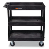 Luxor TUFFY XL Three-Shelf Heavy-Duty Multipurpose Utility Cart, Plastic, 375 lb Capacity, 35.25" x 18" x 37.25", Black (LXCEC111HDB) Each