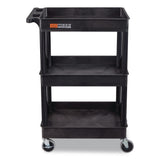 Luxor ENDURA Three-Shelf Utility Cart, Plastic, 300 lb Capacity, 26.5" x 18.5" x 39.25", Black (LXCSTC111B) Each