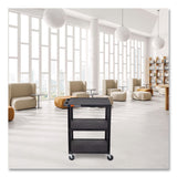 Luxor TUFFY Three-Shelf Multipurpose Utility Cart, Plastic, 300 lb Capacity, 26.5" x 18.5" x 34", Black (LXCWT34S) Each