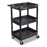 Luxor ENDURA Three-Shelf Utility Cart, Plastic, 300 lb Capacity, 26.5" x 18.5" x 39.25", Black (LXCSTC111B) Each