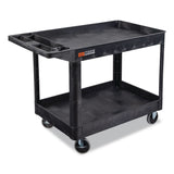 Luxor WORKLOAD Two-Shelf Heavy-Duty Industrial Utility Cart, Plastic, 500 lb Capacity, 45.5" x 25.5" x 33", Black (LXCXLC11B) Each