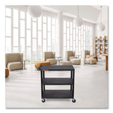 Luxor TUFFY XL Three-Shelf Multipurpose Utility Cart, Plastic, 300 lb Capacity, 35.25" x 18" x 34.5", Black (LXCEC222B) Each