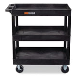 Luxor TUFFY XL Three-Shelf Heavy-Duty Multipurpose Utility Cart, Plastic, 375 lb Capacity, 35.25" x 18" x 37.25", Black (LXCEC111HDB) Each