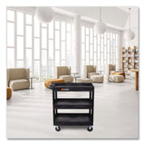 Luxor TUFFY XL Three-Shelf Heavy-Duty Multipurpose Utility Cart, Plastic, 375 lb Capacity, 35.25" x 18" x 37.25", Black (LXCEC111HDB) Each