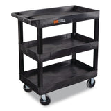 Luxor TUFFY XL Three-Shelf Heavy-Duty Multipurpose Utility Cart, Plastic, 375 lb Capacity, 35.25" x 18" x 37.25", Black (LXCEC111HDB) Each