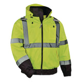 ergodyne® GloWear 8379 Class 3 Hi-Vis Fleece Lined Bomber Jacket, X-Small, Lime (EGO24471) Each