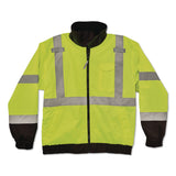 ergodyne® GloWear 8379 Class 3 Hi-Vis Fleece Lined Bomber Jacket, X-Small, Lime (EGO24471) Each