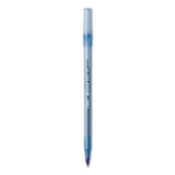 BIC® Round Stic Xtra Life Ballpoint Pen, Stick, Medium 1 mm, Blue Ink, Translucent Blue Barrel, 12/Box, 36 Boxes/Carton (BICGSM11BECT) Each
