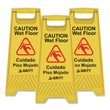 Gritt Commercial Caution Wet Floor Sign, 11.8 x 12 x 24, Yellow, 3/Pack (GCEGRI184YEL3PK) Case of 3