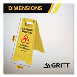 Gritt Commercial Caution Wet Floor Sign, 11.8 x 12 x 24, Yellow, 3/Pack (GCEGRI184YEL3PK) Case of 3