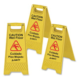 Gritt Commercial Caution Wet Floor Sign, 11.8 x 12 x 24, Yellow, 3/Pack (GCEGRI184YEL3PK) Case of 3