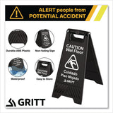 Gritt Commercial Caution Wet Floor Sign, 11.8 x 12 x 24, Black, 3/Pack (GCEGRI184BLK3PK) Case of 3