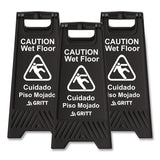 Gritt Commercial Caution Wet Floor Sign, 11.8 x 12 x 24, Black, 3/Pack (GCEGRI184BLK3PK) Case of 3