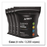 Gritt Commercial Surface Care Wipes, 1-Ply, 6 x 8, Fresh, White, 800/Pack, 4 Packs/Carton (GCEGRI5RW4) Case of 4