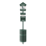 Furloo Pet Waste Station Kit with Roll Bag Locking Dispenser, 11.5 Gallon Round Lidded Trash Can, Pole, and Glow-in-the-Dark Sign (GCEFLO1RSG) Each