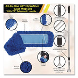 Gritt Commercial All-In-One Microfiber Dust Mop Set with Telescopic Handle, 48 x 5, Blue Microfiber Head, 72" Silver Aluminum Handle, 4/Kit (GCEGRI17448T4PK) Each
