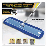 Gritt Commercial All-In-One Microfiber Dust Mop Set with Telescopic Handle, 48 x 5, Blue Microfiber Head, 72" Silver Aluminum Handle, 4/Kit (GCEGRI17448T4PK) Each