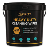 Gritt Commercial Heavy-Duty Cleaning Wipes, 10 x 12, Citrus, White, 300/Bucket (GCEGRI6300) Each