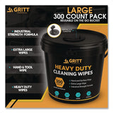Gritt Commercial Heavy-Duty Cleaning Wipes, 10 x 12, Citrus, White, 300 Wipes/Bucket, 4 Buckets/Carton (GCEGRI63004) Case of 4