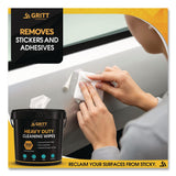 Gritt Commercial Heavy-Duty Cleaning Wipes, 10 x 12, Citrus, White, 300 Wipes/Bucket, 4 Buckets/Carton (GCEGRI63004) Case of 4