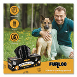 Furloo Commercial Grade Dog Waste Station Refill Bags, Open-Face, 8" x 13", Black, 200 Bags/Roll, 20/Carton (GCEFLO220) Case of 4000