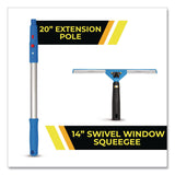 Gritt Commercial Pro Window Washing Kit with Swivel Window Squeegee and 20" Pole, 14" Wide Blade (GCEGRI131) Each