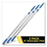 Gritt Commercial 6 ft Telescopic Aluminum Extension Pole with Click/Lock Adapter Cone, 3.5 ft to 6 ft, Blue/Silver, 3/Pack (GCEGRI1066F3PK) Each