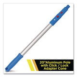 Gritt Commercial 20" Aluminum Pole with Click/Lock Adapter Cone, Blue/Silver (GCEGRI107) Each
