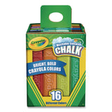 Crayola® Washable Sidewalk Chalk, 4.25" x 0.75 Diameter, Assorted Colors, 16 Sticks/Box (CYO512016) Box of 2