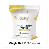 Gritt Commercial Yellow Essentials Sanitizing Wipes, 5 x 8, Unscented, White, 2,000/Refill Bag, 4 Refill Bags/Carton (GCEYE00120004PK) Case of 4
