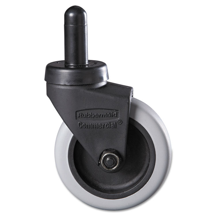 Rubbermaid® Commercial Replacement Bayonet-Stem Swivel Casters, Grip Ring Stem, 3" Soft Rubber Wheel, Black (SGSFG7570L20000)