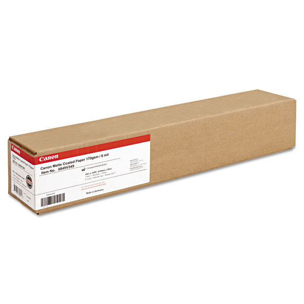 Canon® Matte Coated Paper Roll, 2" Core, 8 mil, 24" x 100 ft, Matte White (CNM0849V349)