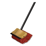 O-Cedar® Commercial Bi-Level Floor Scrub Brush, Red Polypropylene Bristles, 10" Brush, 54" Black Metal Handle, 6/Carton (NCP6615CT) Case of 6