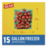 Glad® Zipper Food Storage Plastic Bags, Gallon Size, 10.75 x 10.38, Clear, 15 Bags (CLO57034EA) Each