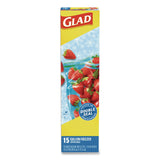 Glad® Zipper Food Storage Plastic Bags, Gallon Size, 10.75 x 10.38, Clear, 15 Bags (CLO57034EA) Each