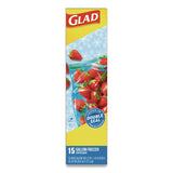 Glad® Zipper Food Storage Plastic Bags, Gallon Size, 10.75 x 10.38, Clear, 15 Bags (CLO57034EA) Each