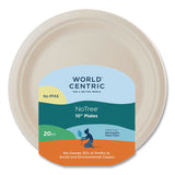 World Centric® Fiber Plates, 10" dia, Natural, 20/Pack (WORPLRTSCU10) Pack of 20