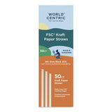 World Centric® Kraft Paper Straws, 8", Brown, 50/Pack (WORSTRTPA8K) Pack of 50