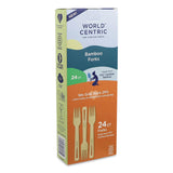 World Centric® Bamboo Cutlery, Medium Heavyweight, Fork, Paper, Natural, 24/Pack (WORFOBBR) Pack of 24