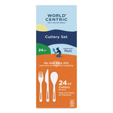 World Centric® TPLA Cutlery, Medium Heavyweight, Fork/Knife/Spoon, Plastic, Light Beige, 24/Pack (WORASPSR) Pack of 24