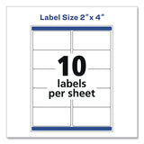 Avery® Waterproof Film Address Labels with Sure Feed Technology, Laser Printers, 2 x 4, White, 10 Labels/Sheet, 10 Sheets/Pack (AVE15513EA) Pack of 100