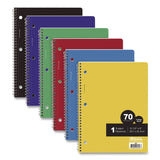 BAZIC® Products Spiral Notebooks, 1-Subject, Medium/College Rule, Randomly Assorted Cover Color, (70) 10.5 x 8 Sheets (BAZ558) Each