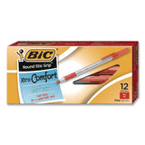 BIC® Round Stic Grip Xtra Comfort Ballpoint Pen, Easy-Glide System, Stick, Medium 1.2 mm, Red Ink, Gray/Red Barrel, 432/Carton (BICGSMG11REDCT) Case of 432
