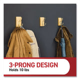 Command™ Decorative X-Large Triple Hooks, Plastic, Satin Brass, Supports 10 lb, 2/Pack (MMM17038BR2ES) Pack of 2