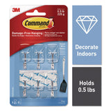 Command™ Small Wire Hooks, Small, Plastic/Metal Wire, White, 0.5 lb Capacity, 6/Pack (MMM17067CLR6ES) Each