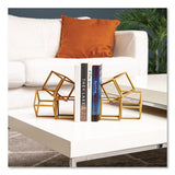 Mind Reader Geometric Cube Metal Bookends, Nonskid Base, 4.25 x 6 x 6, Iron, Gold (EMSBLOCKS2GLD) Each